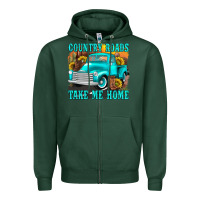 Sports Green country roads take me home western Zipper Hoodie - texasbilliewilder