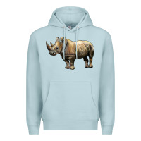 Blue Mist Rhino Illustrations Premium Hoodie - LillyAllenDesigns