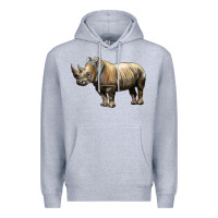 Heather Grey Rhino Illustrations Premium Hoodie - LillyAllenDesigns