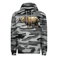 Slate Camo Rhino Illustrations Premium Hoodie - LillyAllenDesigns