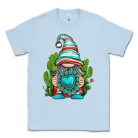 Dusty Blue western gnome with turquoise gemstone Classic Tee - texasbilliewilder