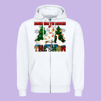 Honking Through The Snow Zipper Hoodie Designed By Zillion Design Studio