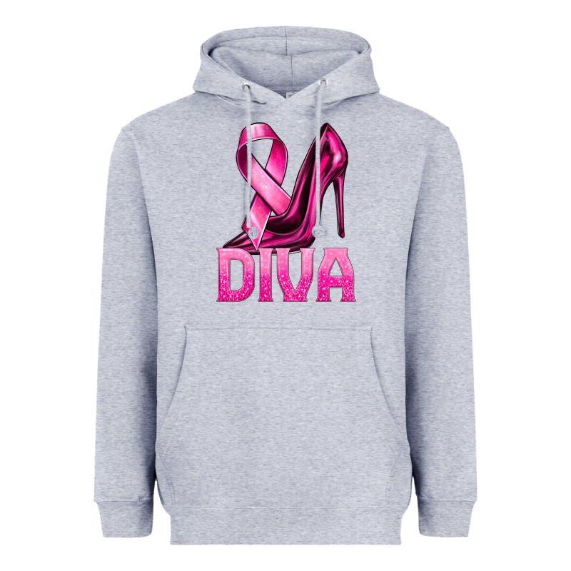 Breast Cancer Diva Ribbon And Heels Heavyweight Hoodie by texasbilliewilder | Teevron