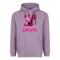 Lavender Breast Cancer Diva Ribbon and Heels Heavyweight Hoodie - texasbilliewilder