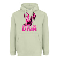 Matcha Breast Cancer Diva Ribbon and Heels Heavyweight Hoodie - texasbilliewilder
