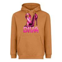 Meerkat Breast Cancer Diva Ribbon and Heels Heavyweight Hoodie - texasbilliewilder