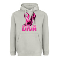 Moon Dust Breast Cancer Diva Ribbon and Heels Heavyweight Hoodie - texasbilliewilder