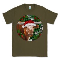 Army Green Longhorn Cow Christmas Classic Tee - RanaPortraitStore