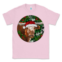 Bubblegum Pink Longhorn Cow Christmas Classic Tee - RanaPortraitStore