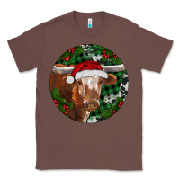 Chestnut Longhorn Cow Christmas Classic Tee - RanaPortraitStore