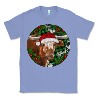 Colony Blue Longhorn Cow Christmas Classic Tee - RanaPortraitStore