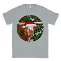 Heather Grey Longhorn Cow Christmas Classic Tee - RanaPortraitStore