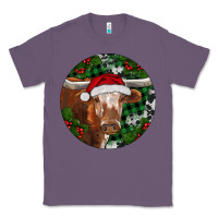 Lavender Longhorn Cow Christmas Classic Tee - RanaPortraitStore