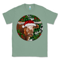 Sage Longhorn Cow Christmas Classic Tee - RanaPortraitStore