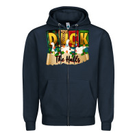 Navy christmas duck the halls Zipper Hoodie - Zillion Design Studio