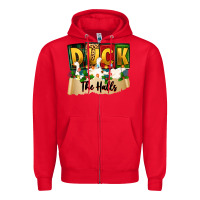 Red christmas duck the halls Zipper Hoodie - Zillion Design Studio