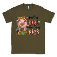 Army Green western just girl who loves pigs Classic Tee - texasbilliewilder