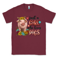 Burgundy western just girl who loves pigs Classic Tee - texasbilliewilder