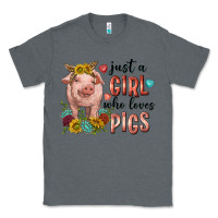 Charcoal Heather western just girl who loves pigs Classic Tee - texasbilliewilder