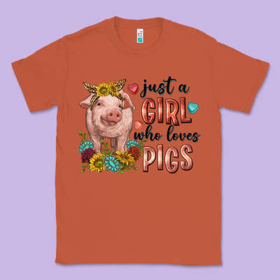 Classic Tee western just girl who loves pigs