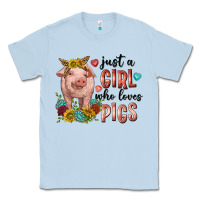 Dusty Blue western just girl who loves pigs Classic Tee - texasbilliewilder