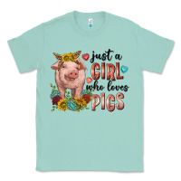 Seafoam western just girl who loves pigs Classic Tee - texasbilliewilder