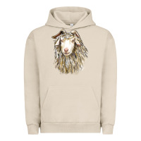 Pigment French Oak Angora Goat Face Urban Hoodie - LillyAllenDesigns
