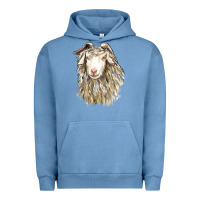 Pigment Pebble Blue Angora Goat Face Urban Hoodie - LillyAllenDesigns