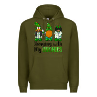 Army Green hanging with my gnomies african american nurse gnomies Premium Hoodie - BarkalooDesign