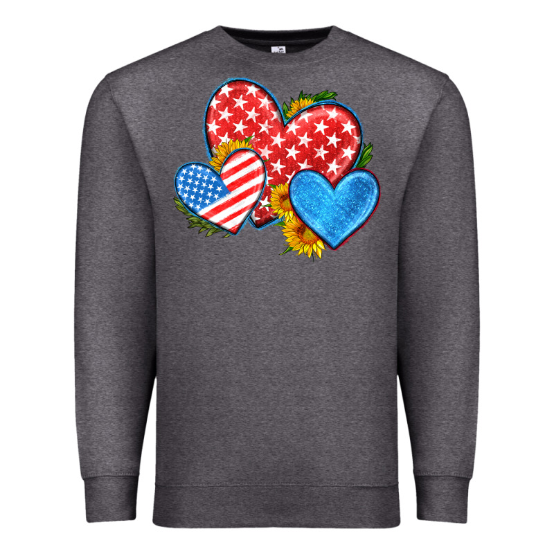Usa Flag Hearts With Sunflower Premium Sweatshirt by HRA Design Shop | Teevron