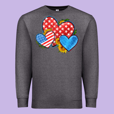 Usa Flag Hearts With Sunflower Premium Sweatshirt Designed By Hra Design Shop