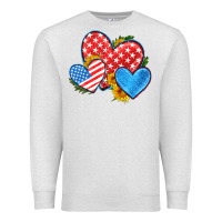 Oatmeal Heather usa flag hearts with sunflower Premium Sweatshirt - HRA Design Shop