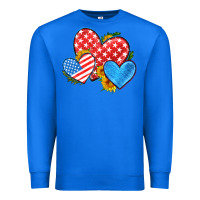 True Royal usa flag hearts with sunflower Premium Sweatshirt - HRA Design Shop
