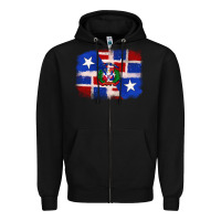 Black dominican and puerto rico flag Zipper Hoodie - texasbilliewilder