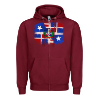 Burgundy dominican and puerto rico flag Zipper Hoodie - texasbilliewilder