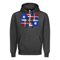 Charcoal Heather dominican and puerto rico flag Zipper Hoodie - texasbilliewilder
