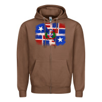 Chestnut dominican and puerto rico flag Zipper Hoodie - texasbilliewilder