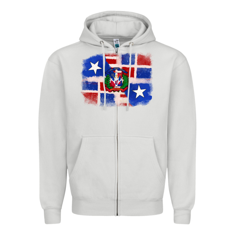 Dominican And Puerto Rico Flag Zipper Hoodie by texasbilliewilder | Teevron