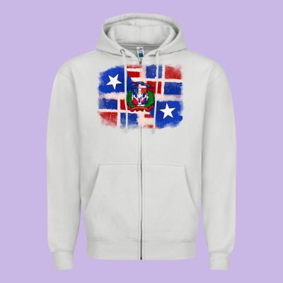 Dominican And Puerto Rico Flag Zipper Hoodie Designed By Texasbilliewilder