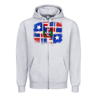 Heather Grey dominican and puerto rico flag Zipper Hoodie - texasbilliewilder