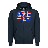 Navy dominican and puerto rico flag Zipper Hoodie - texasbilliewilder