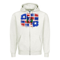 Oatmeal Heather dominican and puerto rico flag Zipper Hoodie - texasbilliewilder