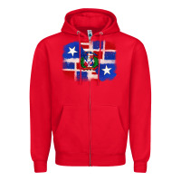 Red dominican and puerto rico flag Zipper Hoodie - texasbilliewilder