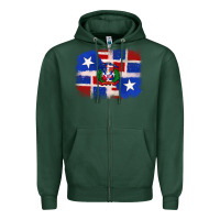 Sports Green dominican and puerto rico flag Zipper Hoodie - texasbilliewilder