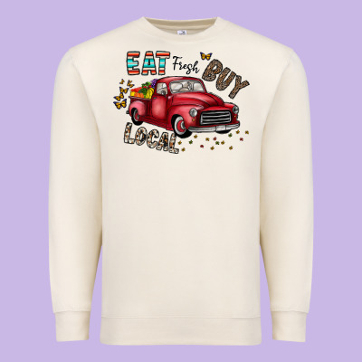 Eat Fresh Buy Local Premium Sweatshirt Designed By Cowhidedigitalart