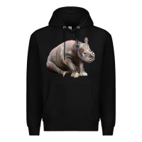 Black Baby Rhino Illustrations Premium Hoodie - LillyAllenDesigns