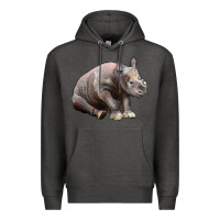 Charcoal Heather Baby Rhino Illustrations Premium Hoodie - LillyAllenDesigns
