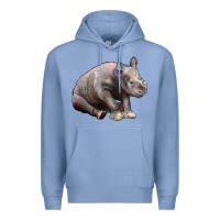 Colony Blue Baby Rhino Illustrations Premium Hoodie - LillyAllenDesigns