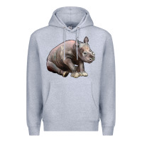 Heather Grey Baby Rhino Illustrations Premium Hoodie - LillyAllenDesigns