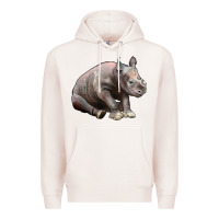 Pale Pink Baby Rhino Illustrations Premium Hoodie - LillyAllenDesigns